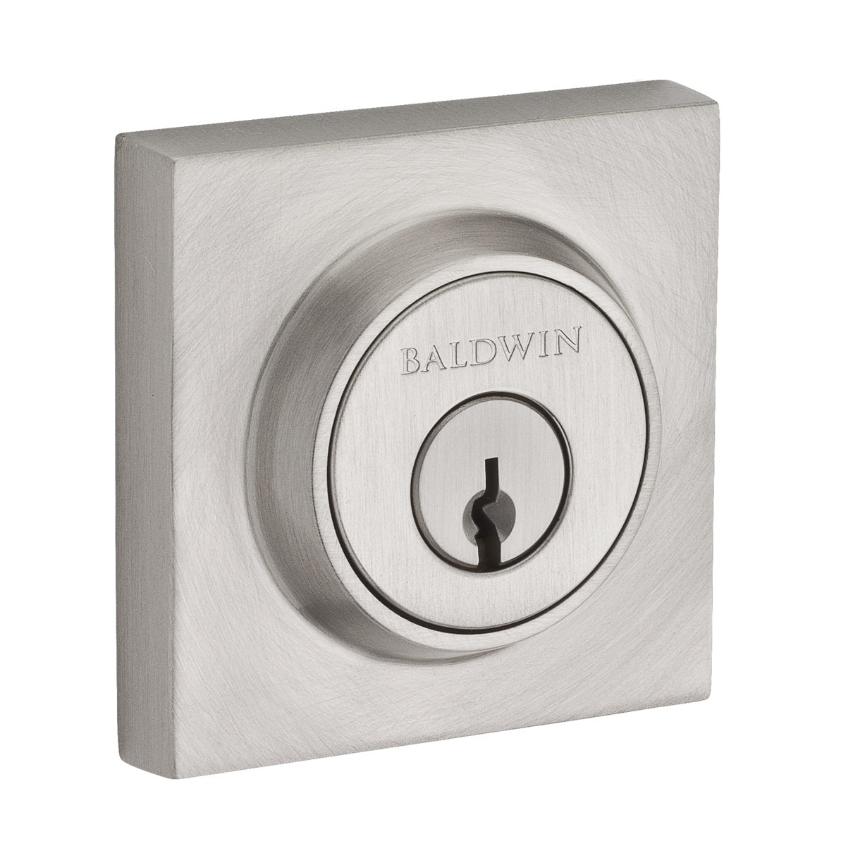 Baldwin Contemporary Square Deadbolt - shown in Satin Nickel