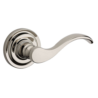 Baldwin Reserve Series Curve Lever with Traditional Round Rosette