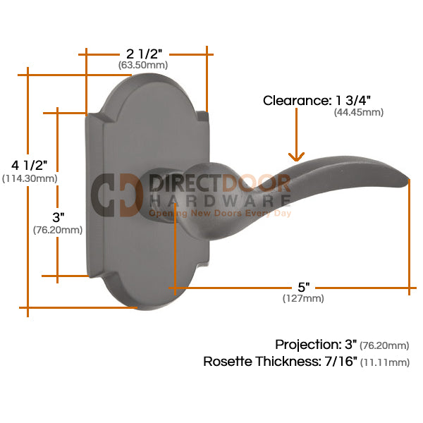 Emtek Durango Lever with Style 1 Rosette Measurements