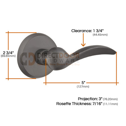 Emtek Durango Lever with Style 2 Rosette Measurements