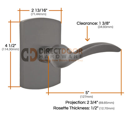 Emtek Durango Lever with Style 4 Rosette Measurements