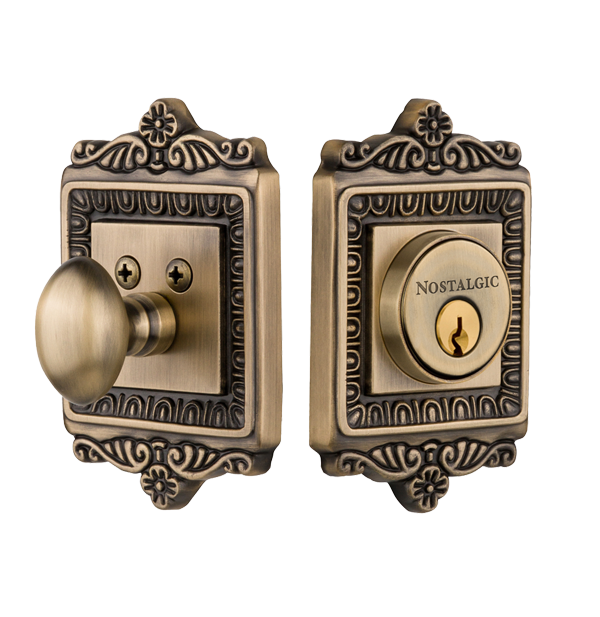 Nostalgic Warehouse Egg and Dart Deadbolt - Antique Brass