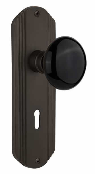 Nostalgic Warehouse Craftsman Plate with Black Porcelain Knob - Oil-Rubbed Bronze