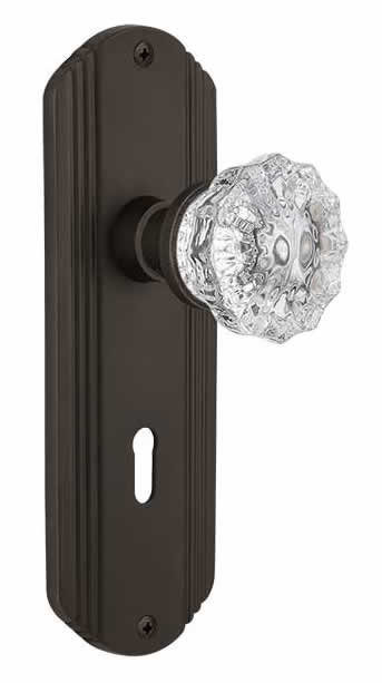 Nostalgic Warehouse Deco Plate with Crystal Knob - Oil-Rubbed Bronze
