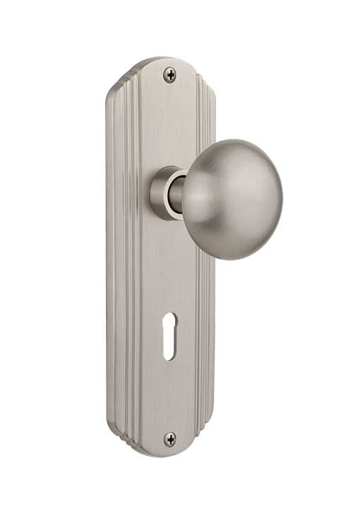 Nostalgic Warehouse Deco Plate with New York Knob - Satin Nickel