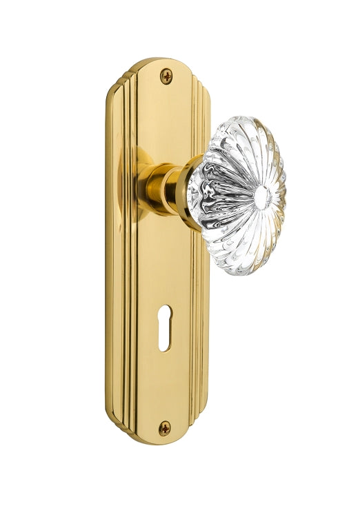 Nostalgic Warehouse Deco Plate with Oval Fluted Crystal Knob