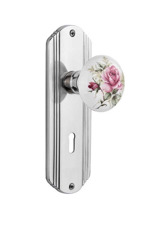 Nostalgic Warehouse Deco Plate with Rose Porcelain Knob