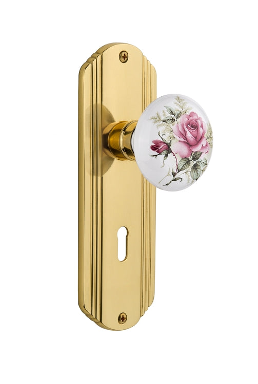Nostalgic Warehouse Deco Plate with Rose Porcelain Knob