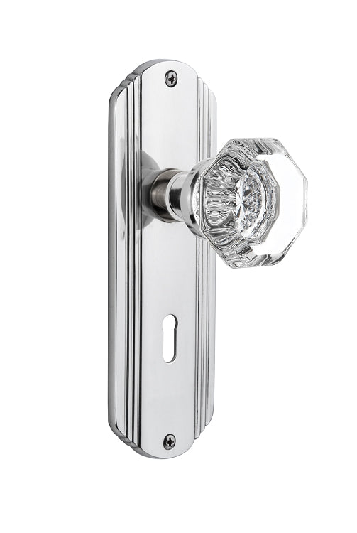 Nostalgic Warehouse Deco Plate with Waldorf Knob - Bright Chrome