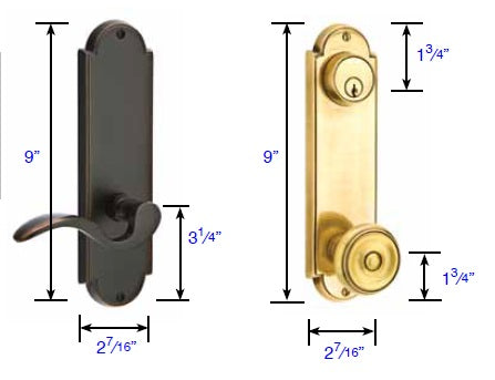 Emtek Oval Beaded Sideplate Lock Measurements