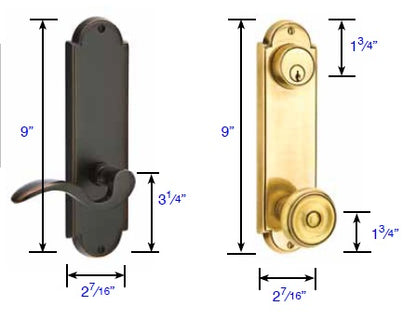 Emtek Oval Beaded Sideplate Lock Measurements