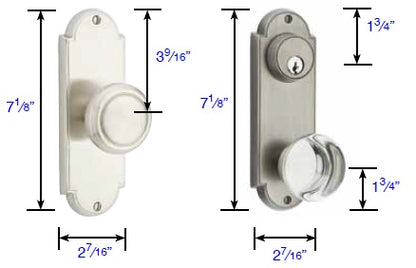 Emtek Oval Beaded Sideplate Lock Measurements