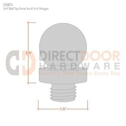 Deltana Ball Tip Door Hinge Finial Measurements