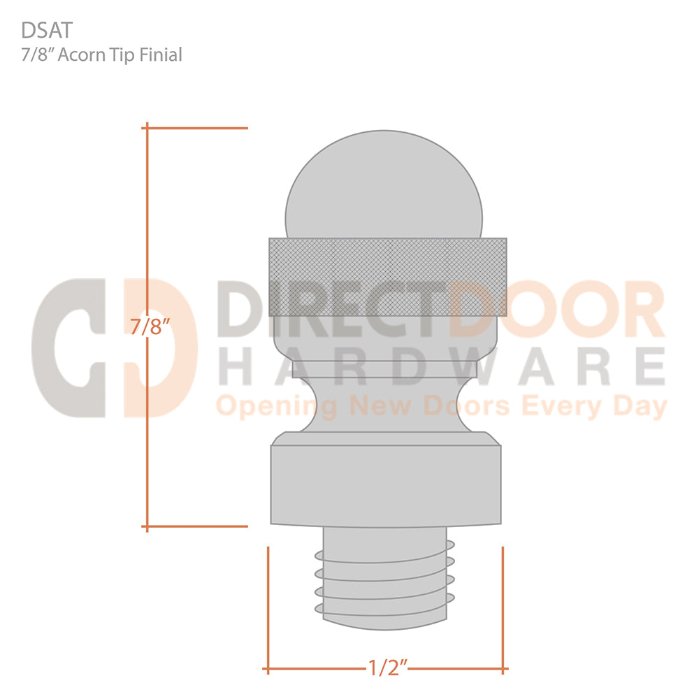 Deltana Acorn Door Hinge Finial Measurements
