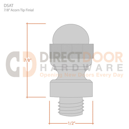Deltana Acorn Door Hinge Finial Measurements