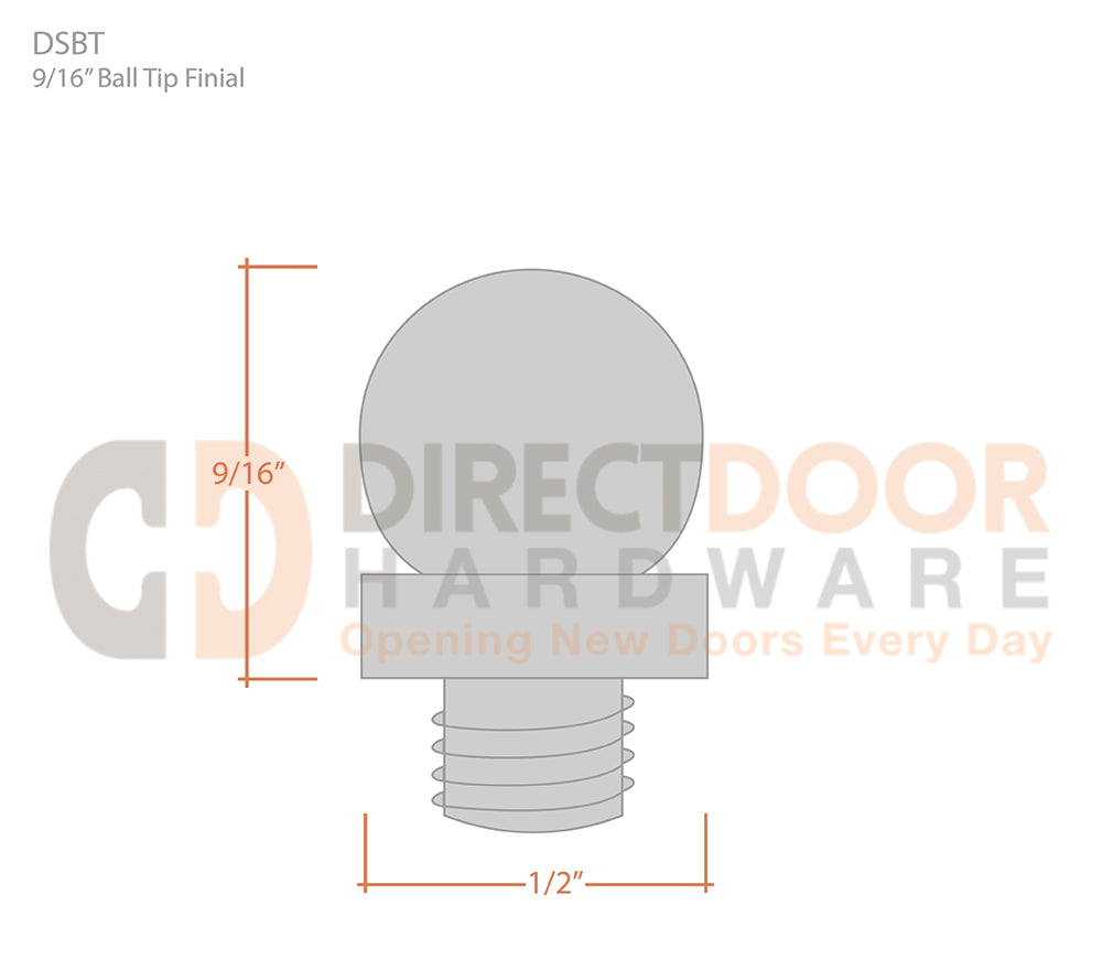 Deltana Ball Door Hinge Finial Measurements