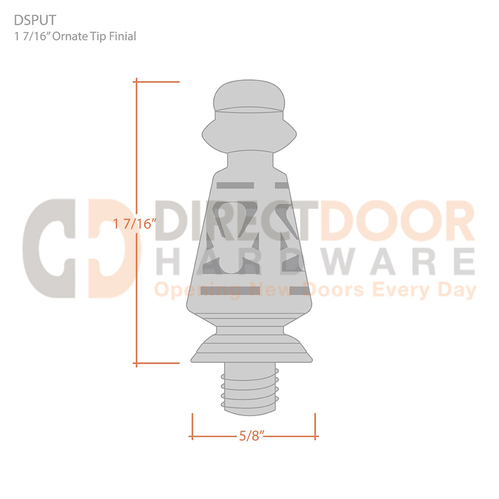 Deltana Ornate Door Hinge Finial Measurements