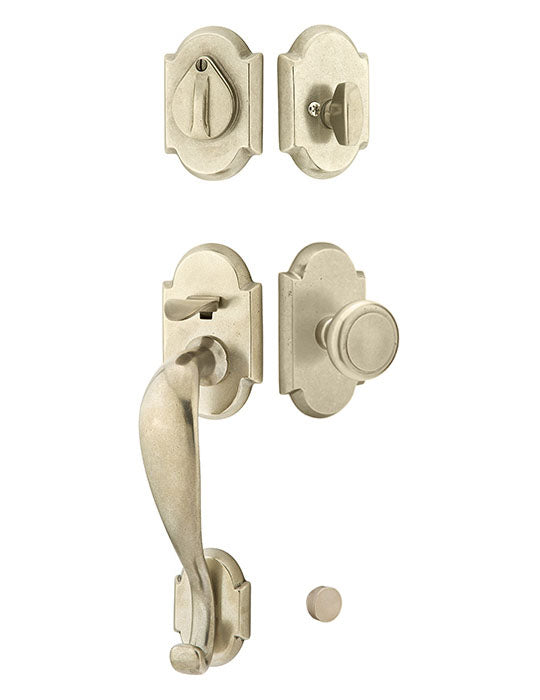 Emtek Denver Handleset - Butte Knob Interior - Tumbled White Bronze