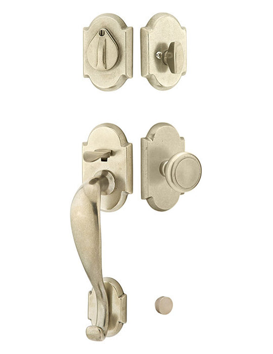 Emtek Denver Handleset - Butte Knob Interior - Tumbled White Bronze
