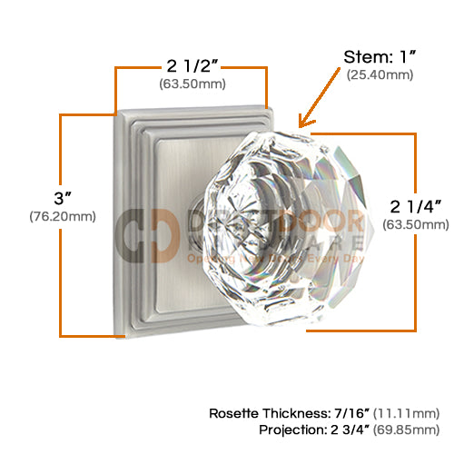 Emtek Diamond Crystal Knob with Wilshire Rosette