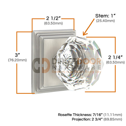 Emtek Diamond Crystal Knob with Wilshire Rosette