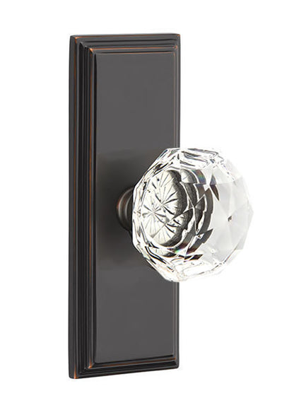Emtek Diamond Crystal Knob with 7 Inch Wilshire Sideplate