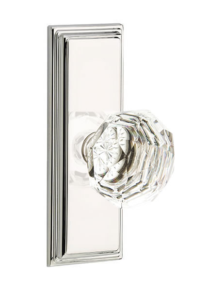 Emtek Diamond Crystal Knob with 7 Inch Wilshire Sideplate