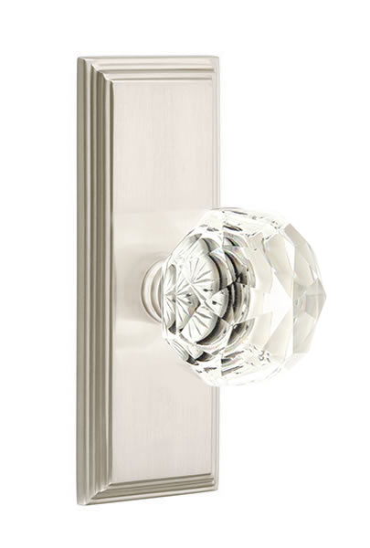 Emtek Diamond Crystal Knob with Wilshire Sideplate