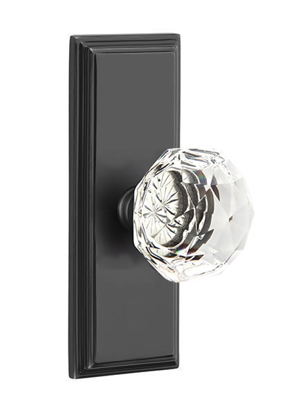 Emtek Diamond Crystal Knob with 7 Inch Wilshire Sideplate