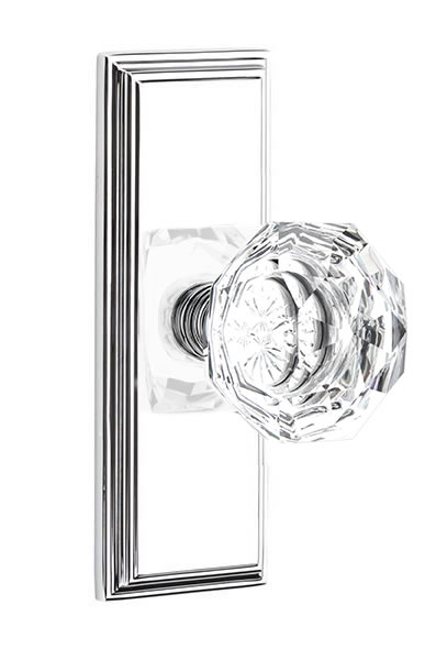 Emtek Diamond Crystal Knob with 7 Inch Wilshire Sideplate