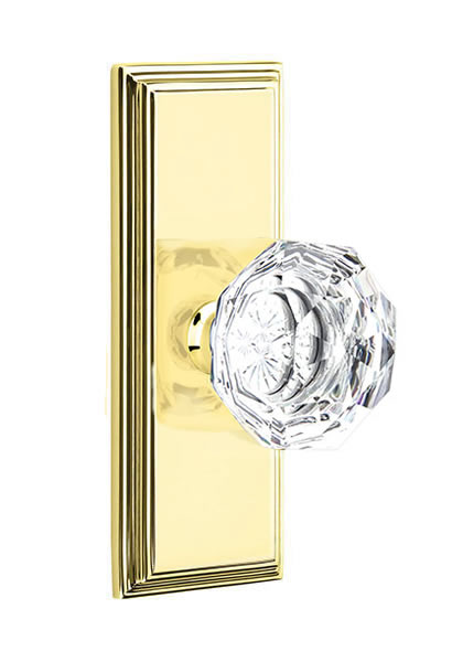 Emtek Diamond Crystal Knob with 7 Inch Wilshire Sideplate