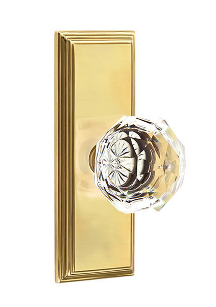 Emtek Diamond Crystal Knob with 7 Inch Wilshire Sideplate