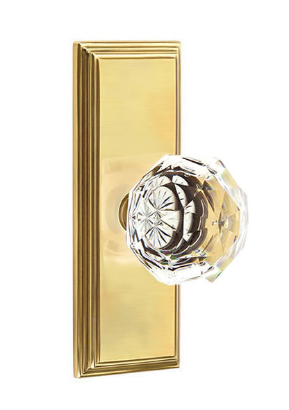 Emtek Diamond Crystal Knob with 7 Inch Wilshire Sideplate