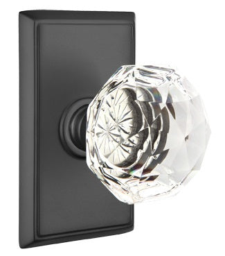 Emtek Diamond Crystal Knob - Shown with Rectangular Rosette