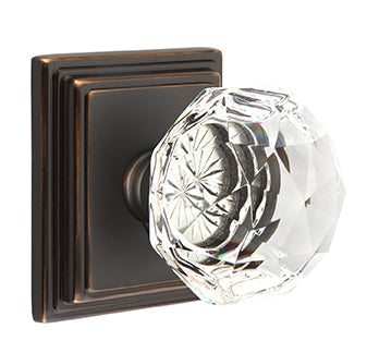 Emtek Diamond Crystal Knob with Wilshire Rosette - Oil Rubbed Bronze