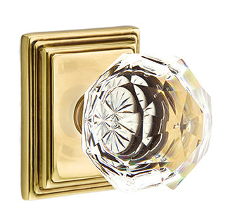 Emtek Diamond Crystal Knob with Wilshire Rosette - French Antique