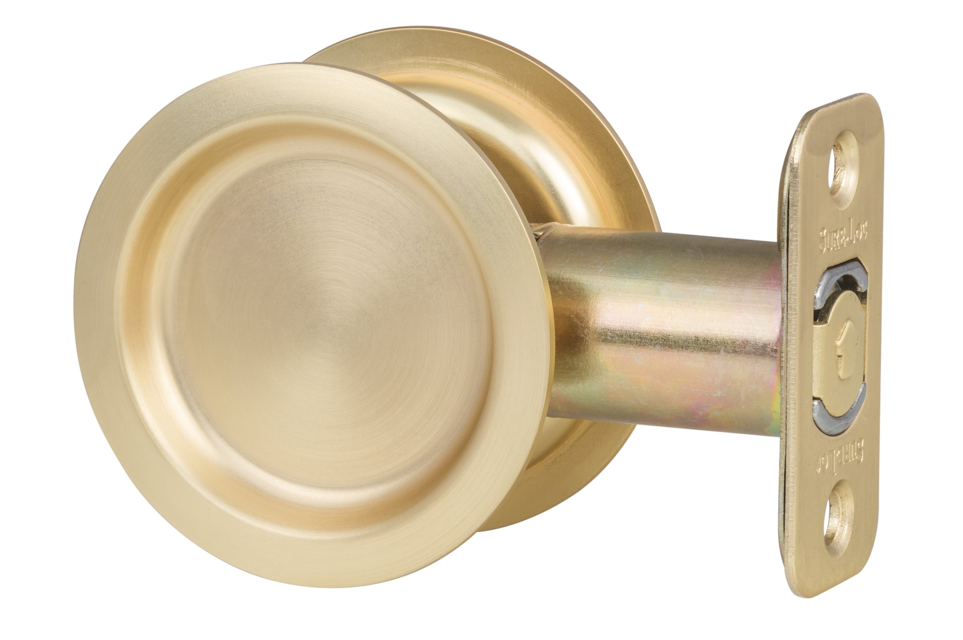 Sure-Loc Passage Pocket Door Set in Satin Brass
