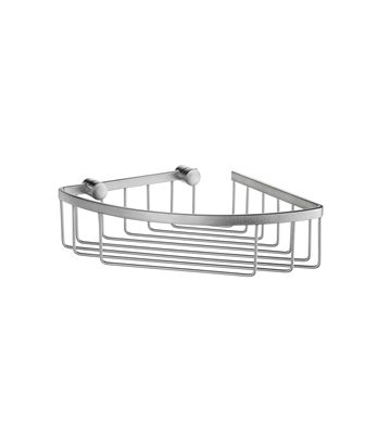 Smedbo Sideline Collection Design Corner Single Level Basket - Brushed Chrome