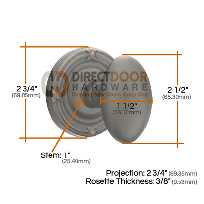 Emtek Egg Knob Specs Ribbon and Reed Rosette