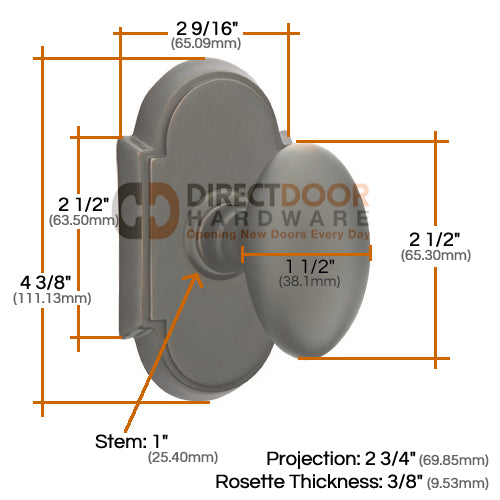 Emtek Egg Knob Specs #8 Rosette