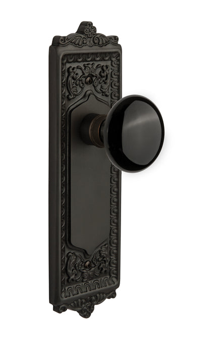 Nostalgic Warehouse Egg & Dart Plate with Black Porcelain Knob - Oil Rubbed Bronze