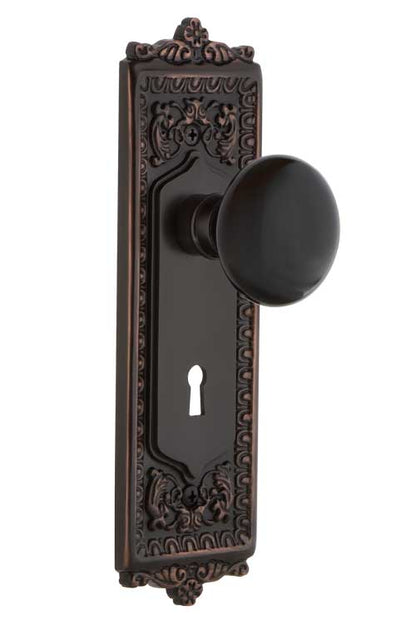 Nostalgic Warehouse Egg & Dart Plate with Black Porcelain Knob - Timeless Bronze