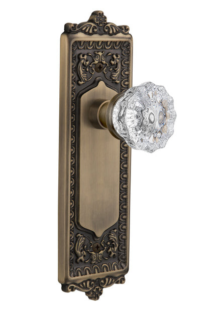 Nostalgic Warehouse Egg and Dart Plate with Crystal Knob - Antique Brass ( All Mortise Come W/ Keyhole )