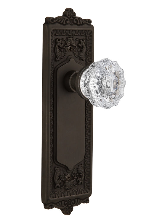 Nostalgic Warehouse Egg and Dart Plate with Crystal Knob - Oil-Rubbed Bronze ( All Mortise Come W/ Keyhole )