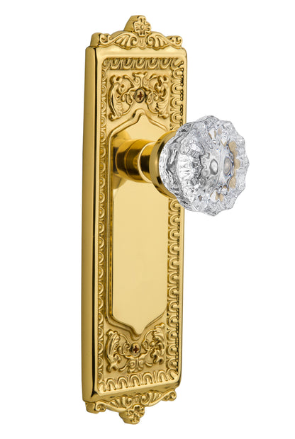 Nostalgic Warehouse Egg and Dart Plate with Crystal Knob - Polished Brass ( All Mortise Come W/ Keyhole )