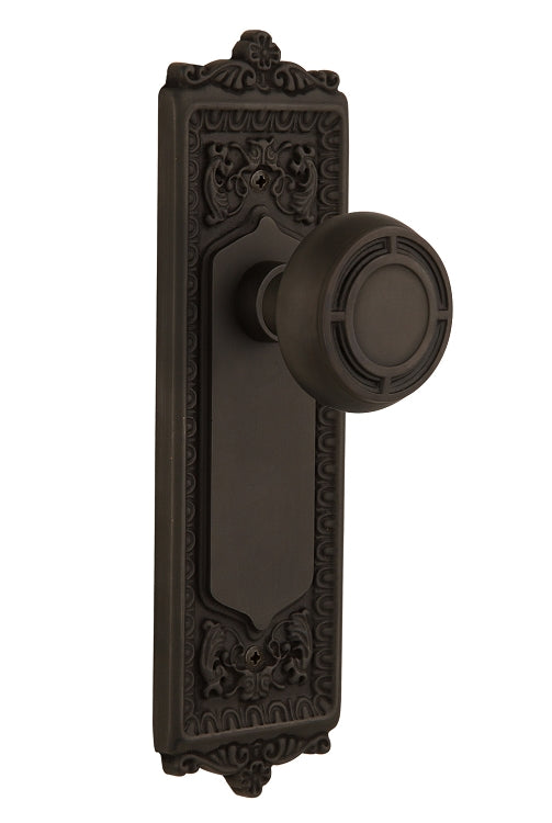 Nostalgic Warehouse Egg and Dart Plate with Mission Knob - Oil-Rubbed Bronze