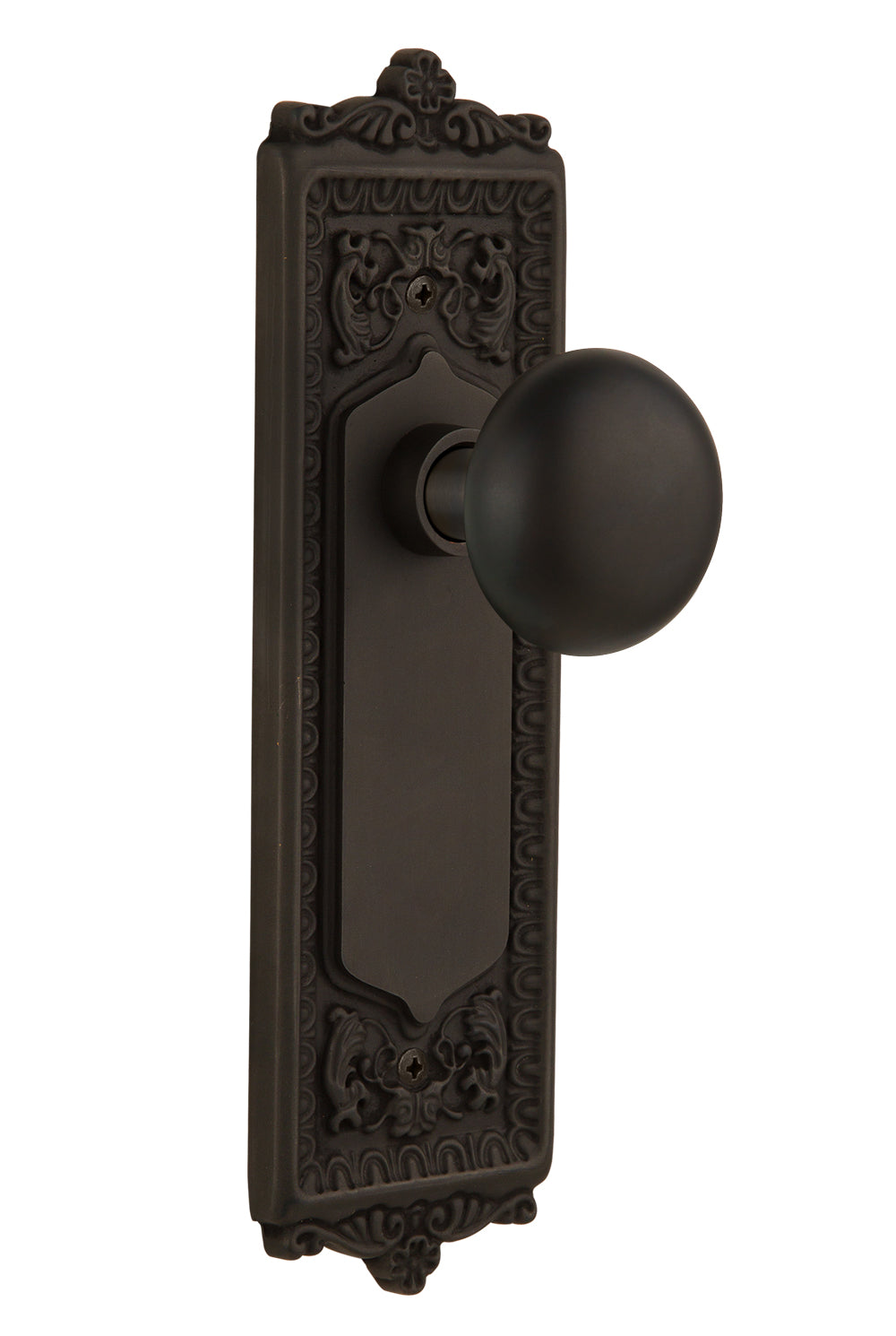 Nostalgic Warehouse Egg and Dart Plate with New York Knob - Oil-Rubbed Bronze