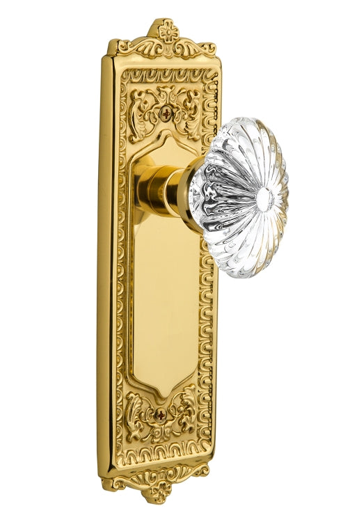 Nostalgic Warehouse Egg and Dart Plate with Oval Fluted Crystal Knob - Mortise Lock