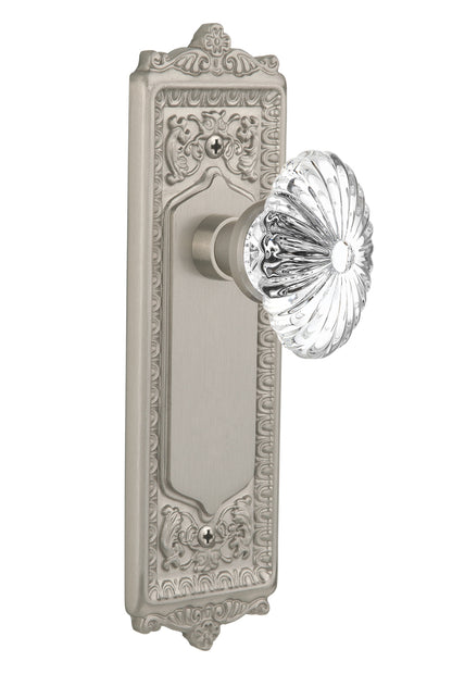 Nostalgic Warehouse Egg and Dart Plate with Oval Fluted Crystal Knob - Satin Nickel