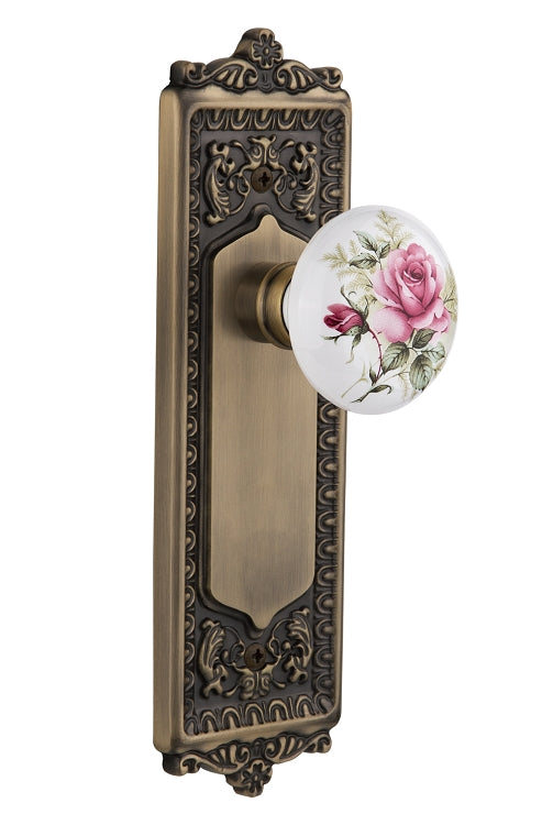 Nostalgic Warehouse Egg and Dart Plate with White/ Rose Porcelain Knob